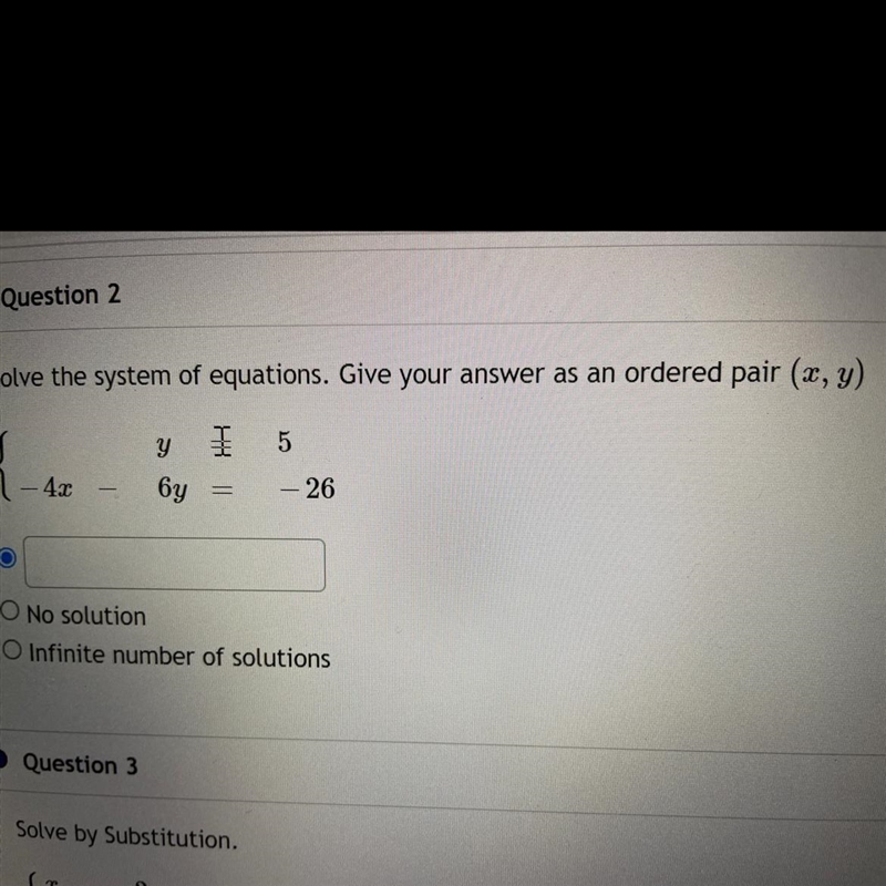 Solve the system of equations. Give your answer as an ordered pair-example-1