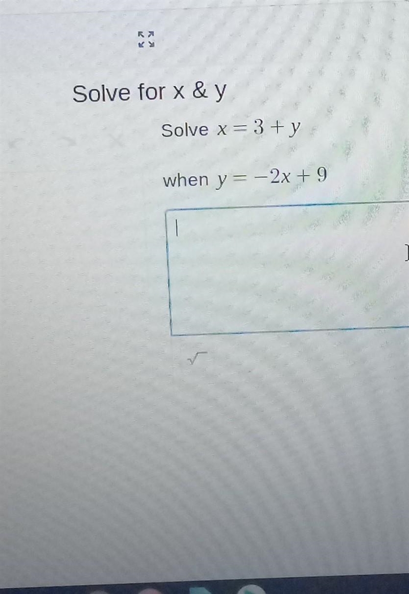 Solve for x & y solve x = 3 + yy = -2x + 9-example-1