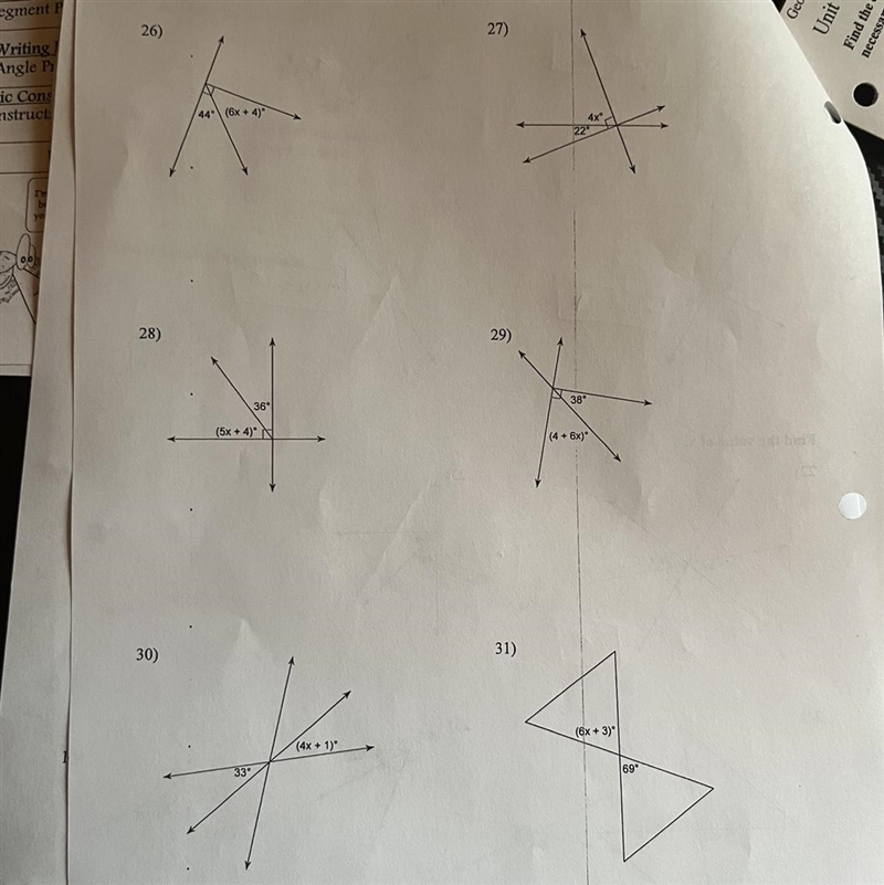 Find the value of “x” for each problem please! Thank you so much btw, a big big help-example-1