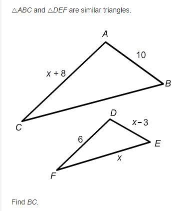 △ABC and △DEF are similar triangles.-example-1