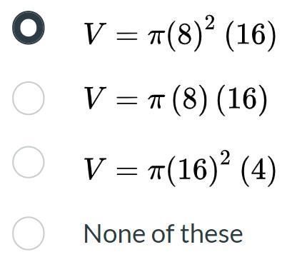 A cylinder and its dimensions are shown in the diagram. Which equation can be used-example-2