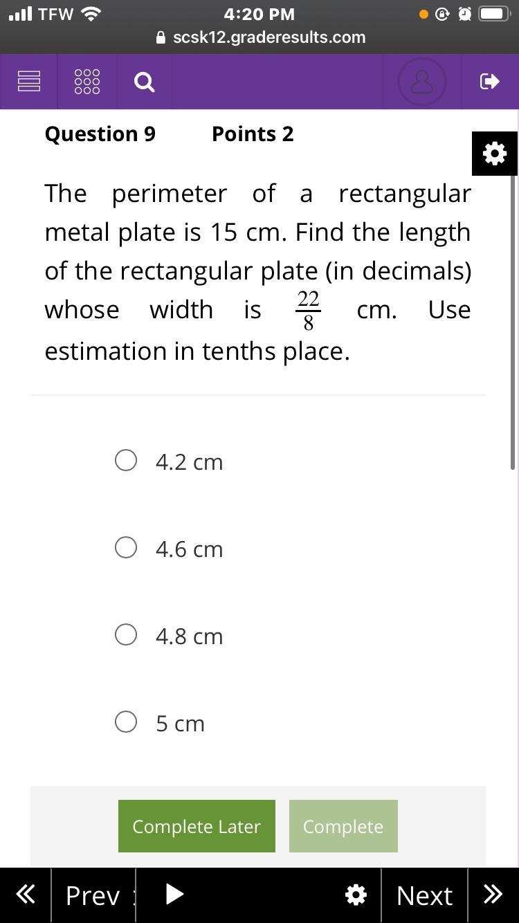 The perimeter of a rectangular metal plate is 15 cm. Find the length of the rectangular-example-1