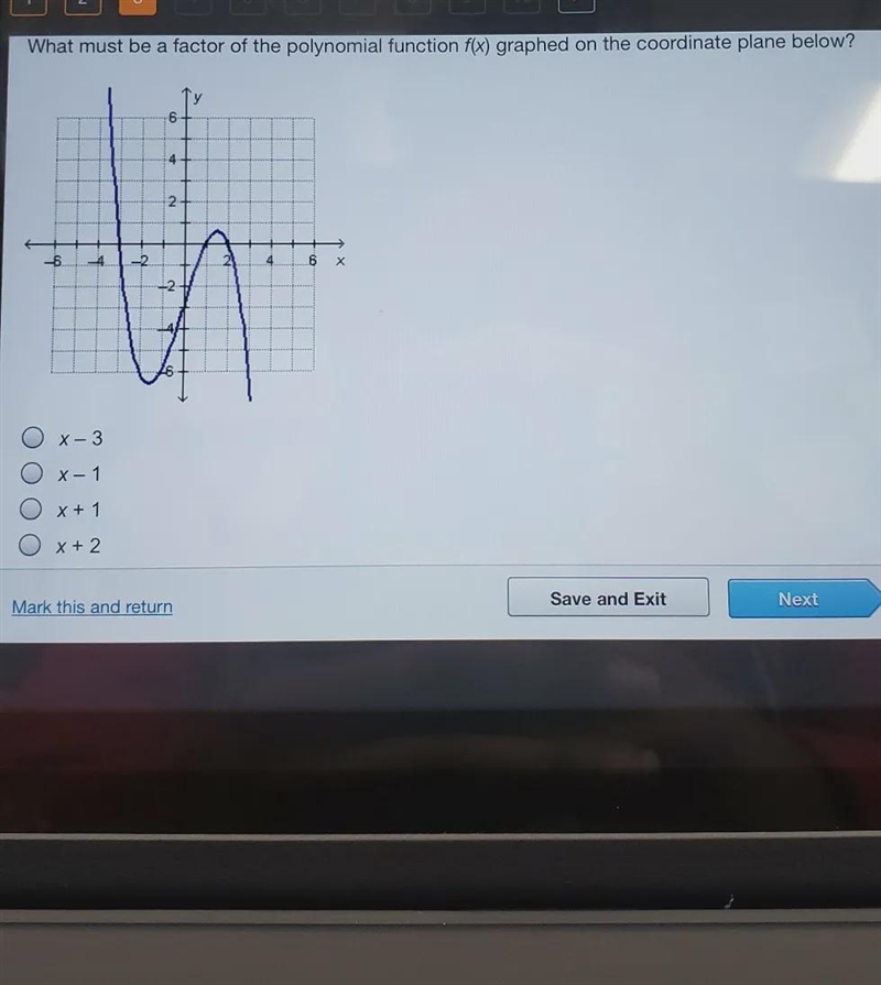 What must be a factor if the polynomial function f(x) graphed ib the coordinate plane-example-1