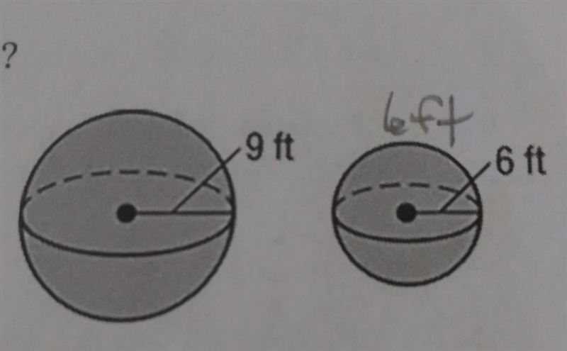 which of the following describes the two spheres A congruentB similarC both congruent-example-1