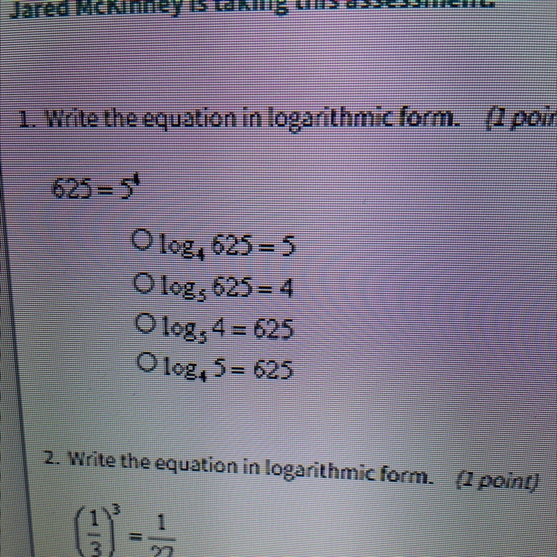 625=5O log, 625 = 5Olog625=4Olog 4 = 625log, 5= 625-example-1