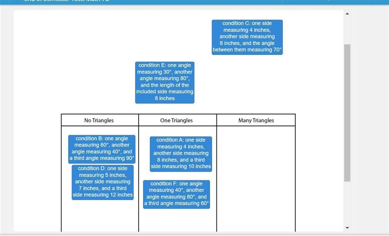 Match each condition to the number of triangles that can be constructed to fit the-example-1