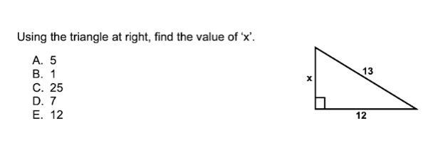 Using the right triangle Find the value of x' 13 X 12-example-1