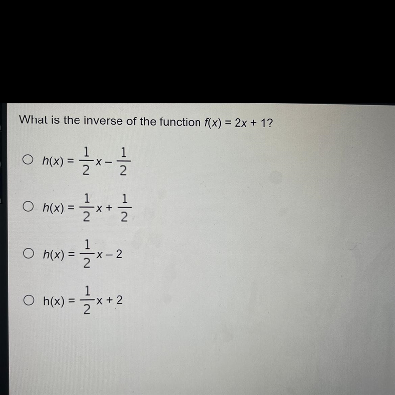 What is the inverse of the function f(x) = 2x + 1?-example-1