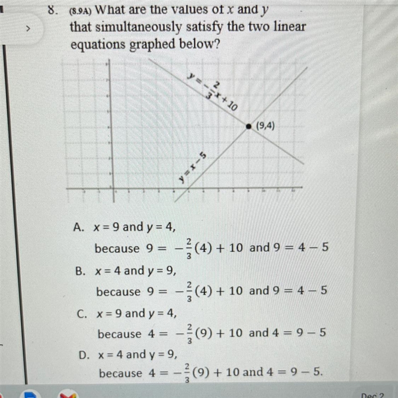 What are the values of x and y that simultaneously satisfy the two linear equations-example-1