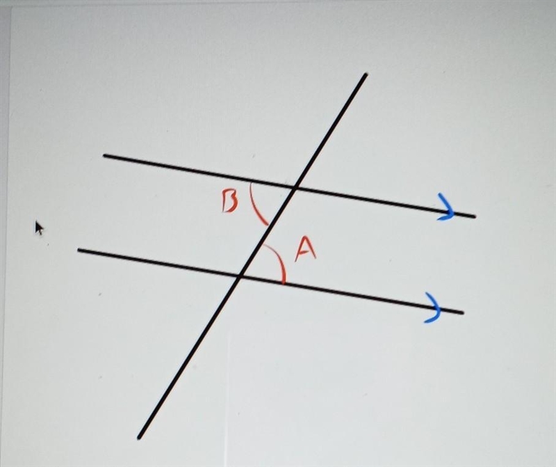 I dont know the relationship between angles a and b?-example-1