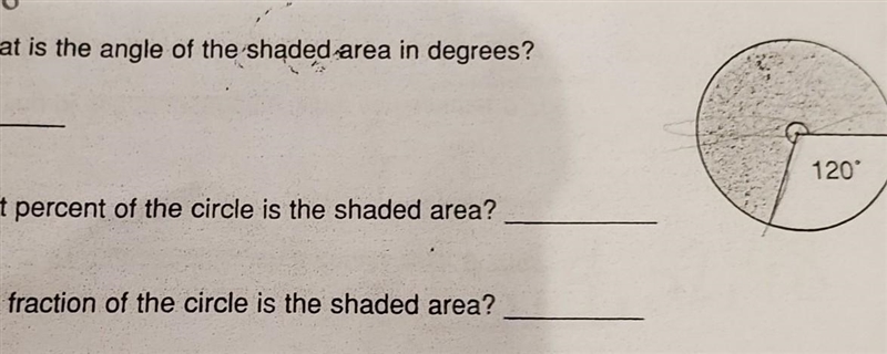 a. what is the angle of shaded area in degrees b. what percent of circle is shaded-example-1