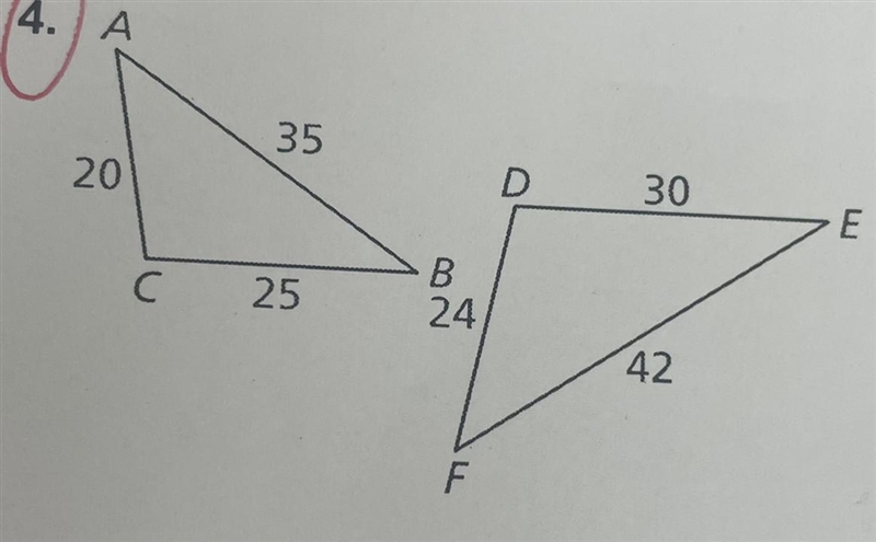 find the scale factor then list all the pairs of congruent angles and write the ratios-example-1