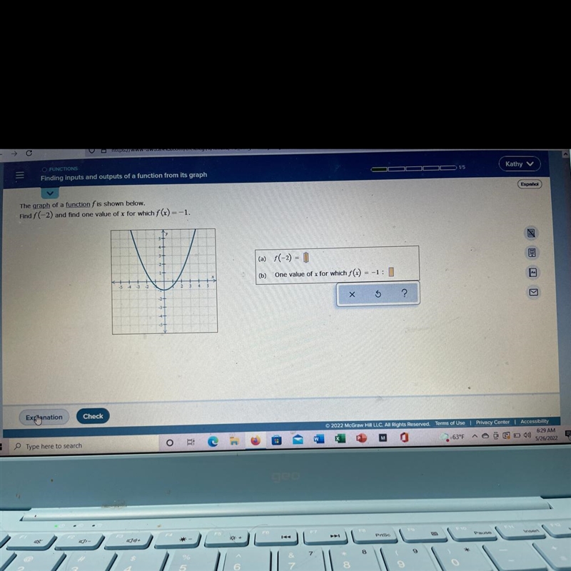 Find f(-2) and find one value of x for which f(x)=-1-example-1