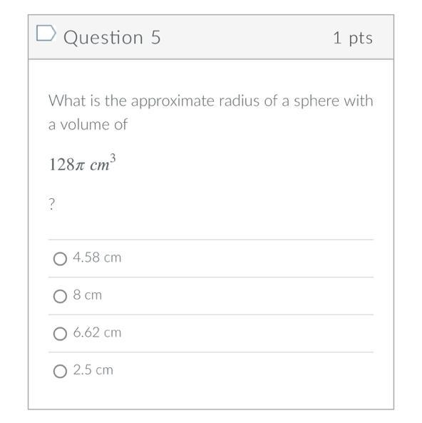 What is the approximate radius of a sphere with the volume of-example-1