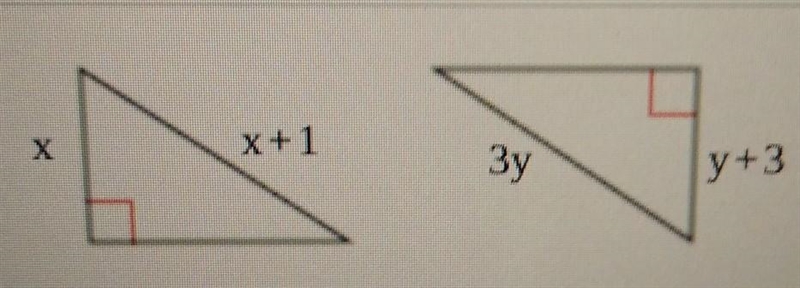 For what values of x and y are the triangles to the congruent by HL?x=y=-example-1