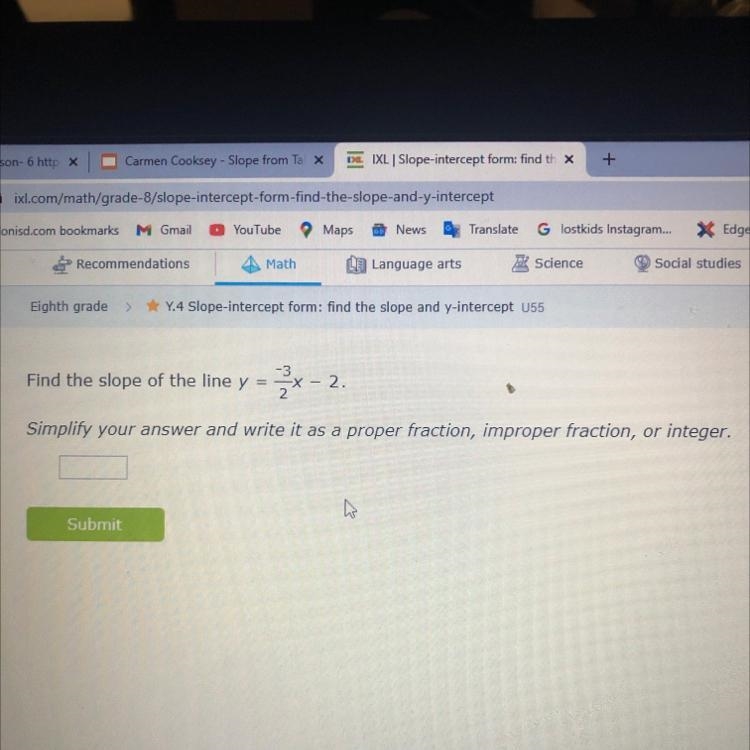 3Find the slope of the line y = X22.1Simplify your answer and write it as a proper-example-1