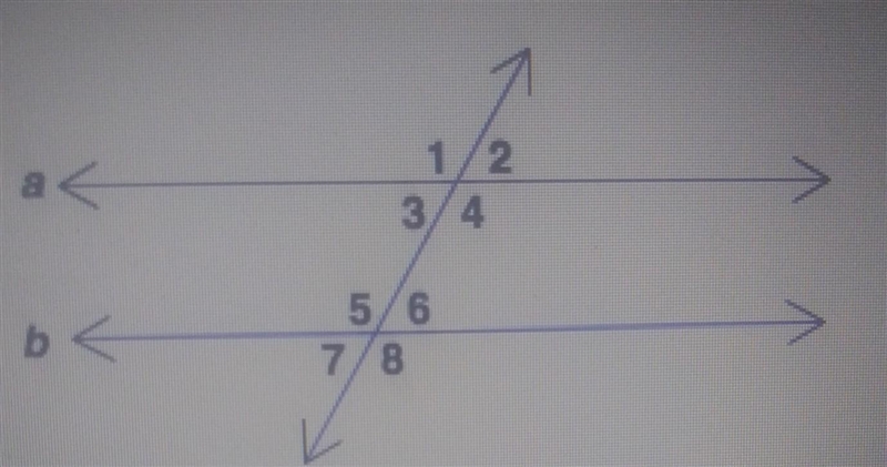 given that lines a and b are parallel what angles formed on line b when cut by transversal-example-1