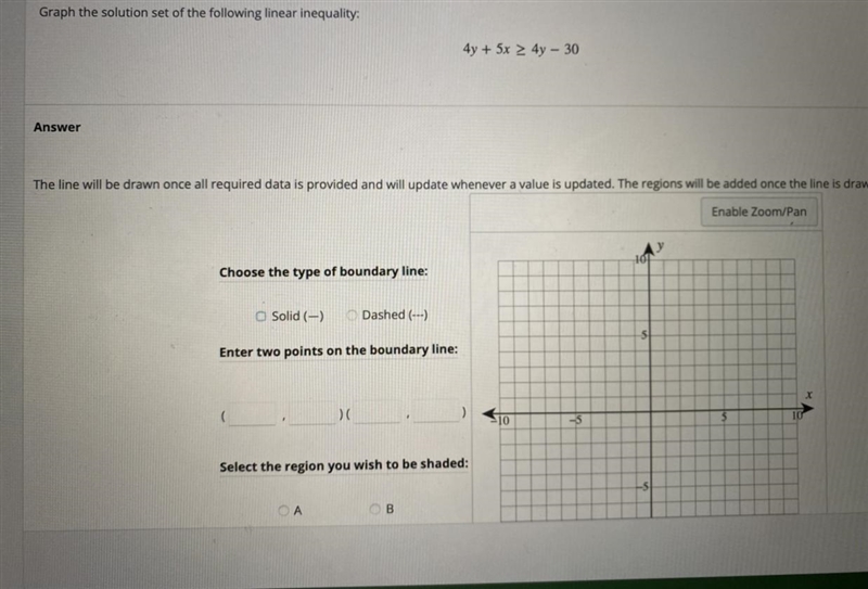 Graph the solution set of the linear inequality and answer the questions below-example-1