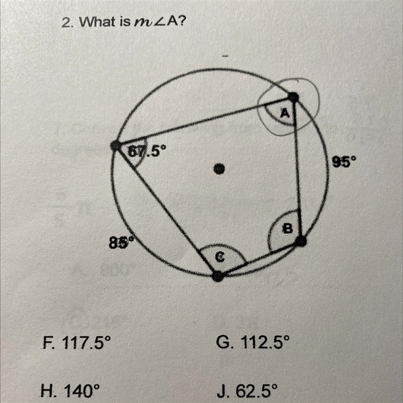 What is m a. 117.5° b.112.5° c.140° d.62.5°-example-1