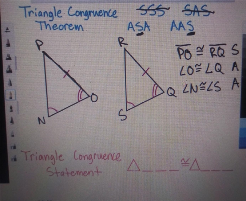 Looking at the Diagram what is the correct theorem,ASA Or AAS-example-1