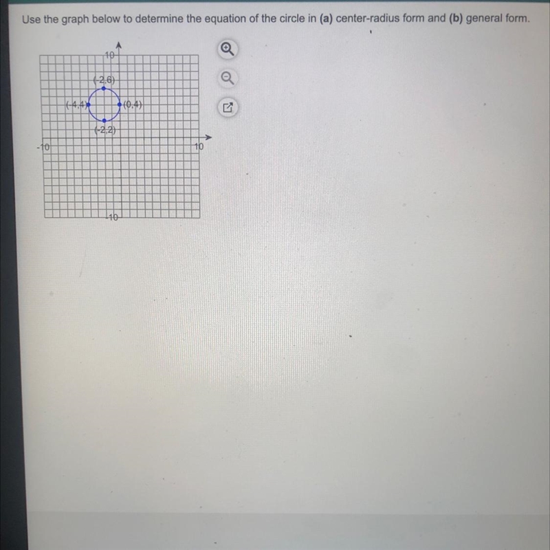 A) equation in center radius form B) equation in general form-example-1