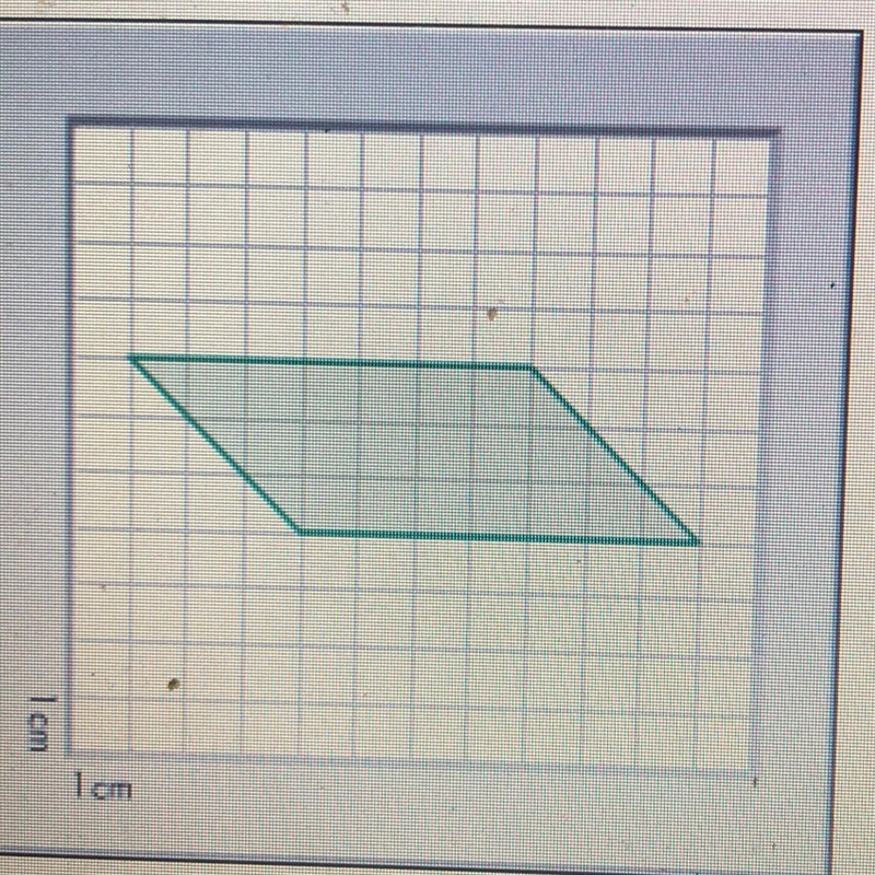 What is the area, measured in square centimeters, of the green shape pictured below-example-1