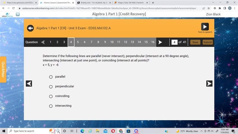 Find the slope-intercept equation of the line with m = 3/4 and b = 4-example-1