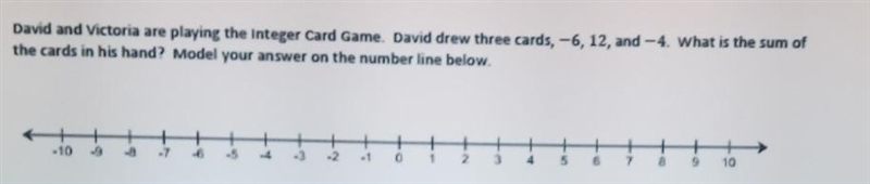 David and Victoria are playing the Integer Card Game. David drew three cards, -6, 12, and-example-1