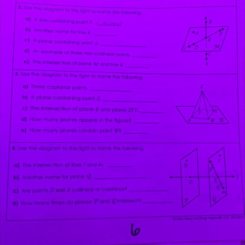 The question for numbers 2, 3, and 4 are asking to use the diagram to name the following-example-1