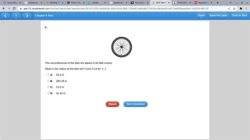 The circumference of the bike tire above is 82.896 inches. What is the radius of the-example-1