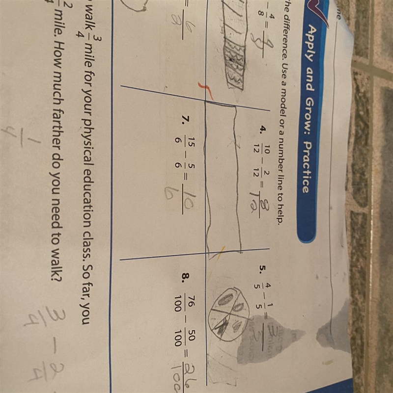 Trying to use a model or number line for fractions for a 4th grader-example-1