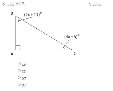 Find m a. 14 b. 39 c. 51 d. 90-example-1