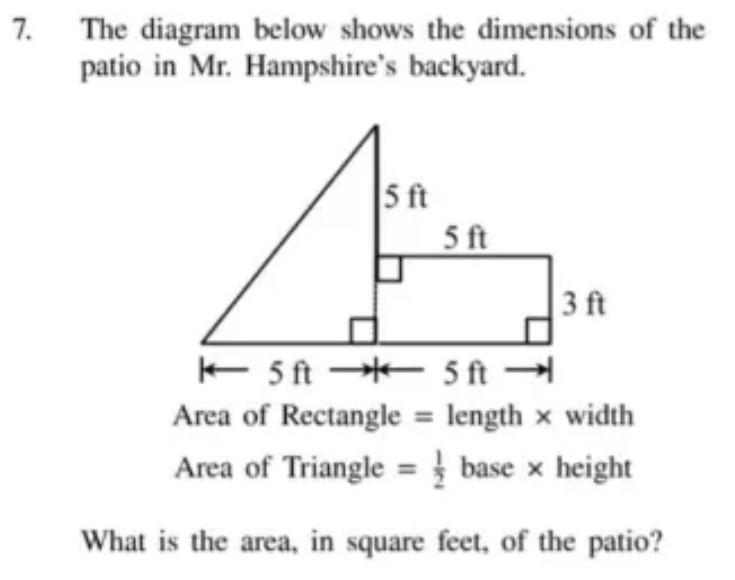 The diagram below shows the dimensions of the patio in Mr. Hampshire's backyard. 5 ft-example-1