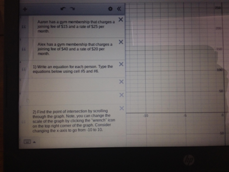 Create the graph of the scenario. Then, answer the questions on the next page.-example-1