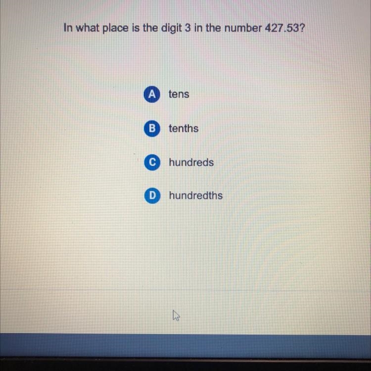 In what place is the digit 3 in the number 427.53?-example-1