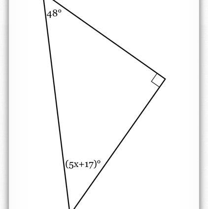 The measures of the angles of a triangle are shown in the figure below. Solve for-example-1