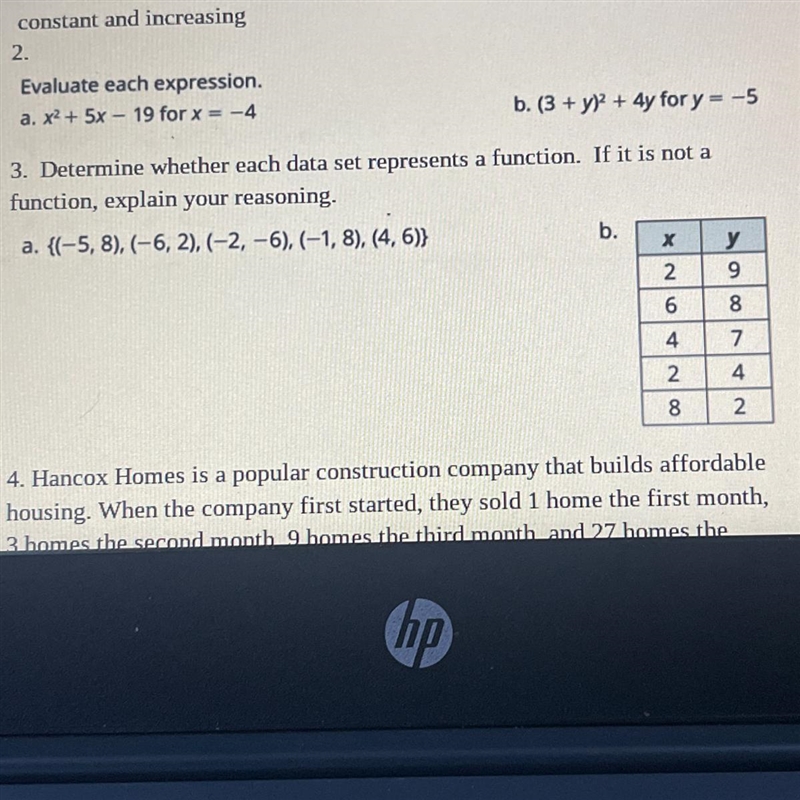 Determine whether each data set represents a function if it is not a function explain-example-1