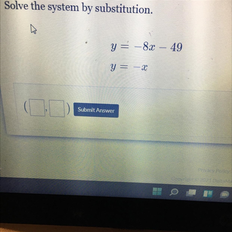 Solve the system by substitution-example-1