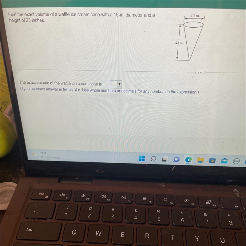 The exact volume of the waffle ice cream cone is-example-1