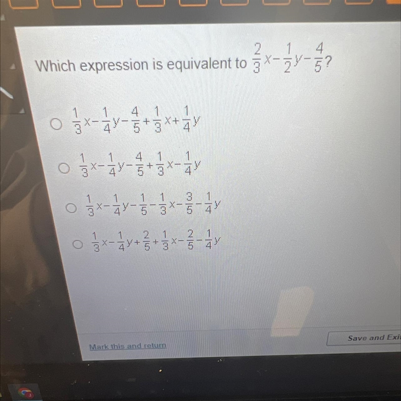 4Which expression is equivalent to 3*25?--45+34 1 1+3x+4³03x-y-4 5+3+3X-3x - 1 - 1 - 3 x-example-1