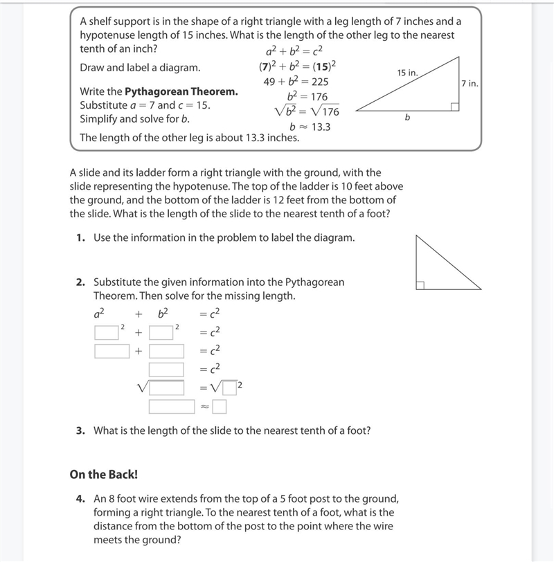 50 POINTSS TO FILL THE WHOLE THING OUT!! slide and its ladder form a right triangle-example-1