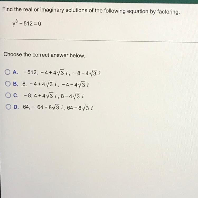 Find the real or imaginary solutions solutions of the following equation by factoring-example-1