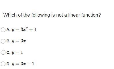 Which of the following is not a linear function?-example-1