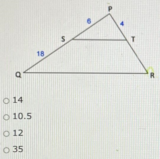 Which value of TR would make ST parallel to QR?-example-1