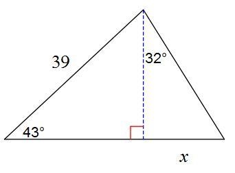 Find the length of the side labeled x. Round intermediate values to the nearest tenth-example-1