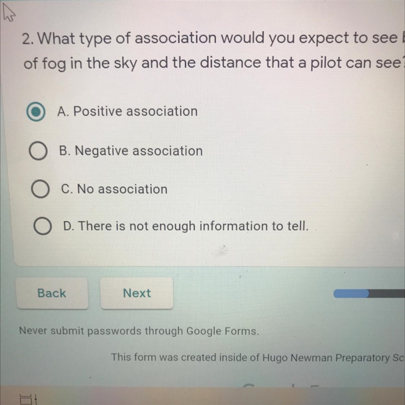 1 point2. What type of association would you expect to see between the amountof fog-example-1