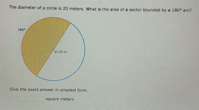 What is the area of a sector bounded by a 180 degree arc-example-1