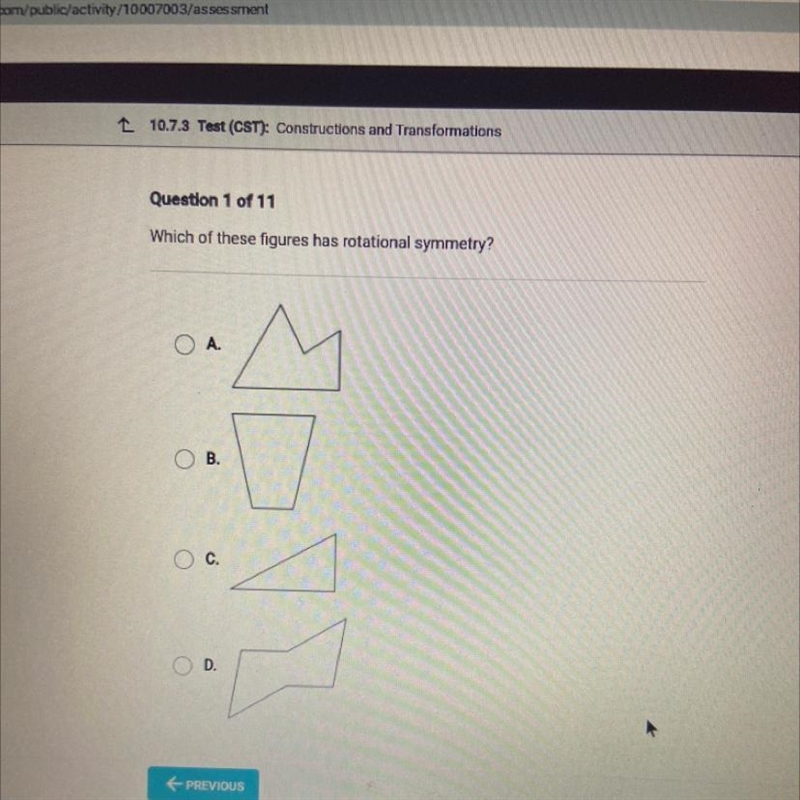 Which of these figures has rotational symmetry?-example-1