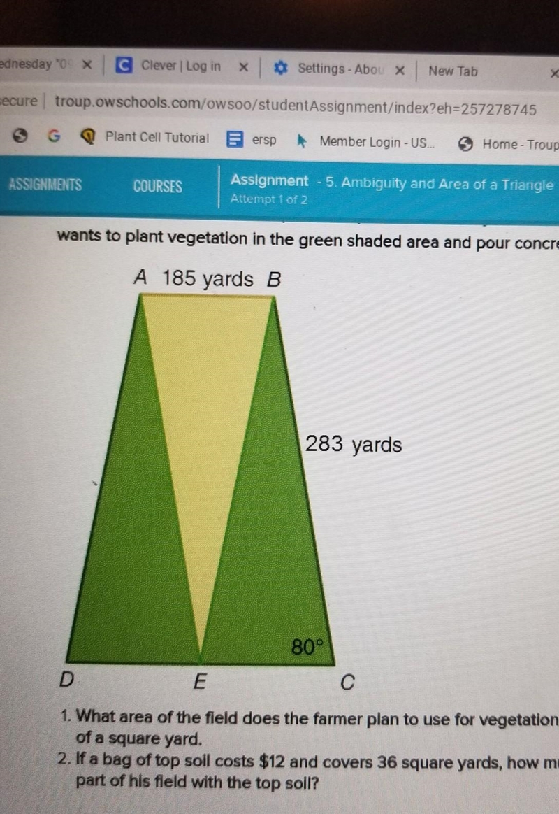 a farmer has a field in the shape of a trapezoid formed by three congruent isosceles-example-1