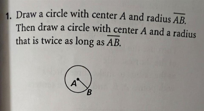 Name the postulate(s) that make(s) each construction possible.Draw a circle with center-example-1